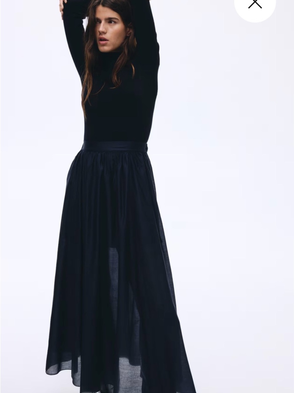 H&M Navy Blue Skirt with Gathered Waist